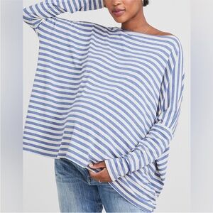 Hatch Blue and White Striped Long Sleeve Tee